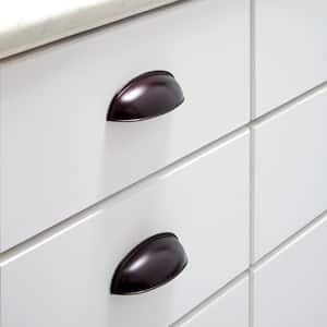 Cup Dual Mount 2-1/2 or 3 in. (64/76 mm) Dark Oil Rubbed Bronze Cabinet Drawer Cup Pull