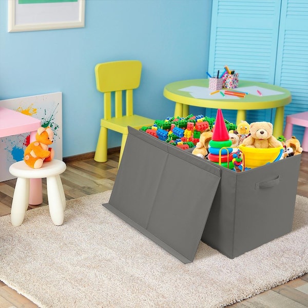 Sorbus Flip-Top Lid Toy Storage Chest, Gray 27.5 in. x 16 in. Toy