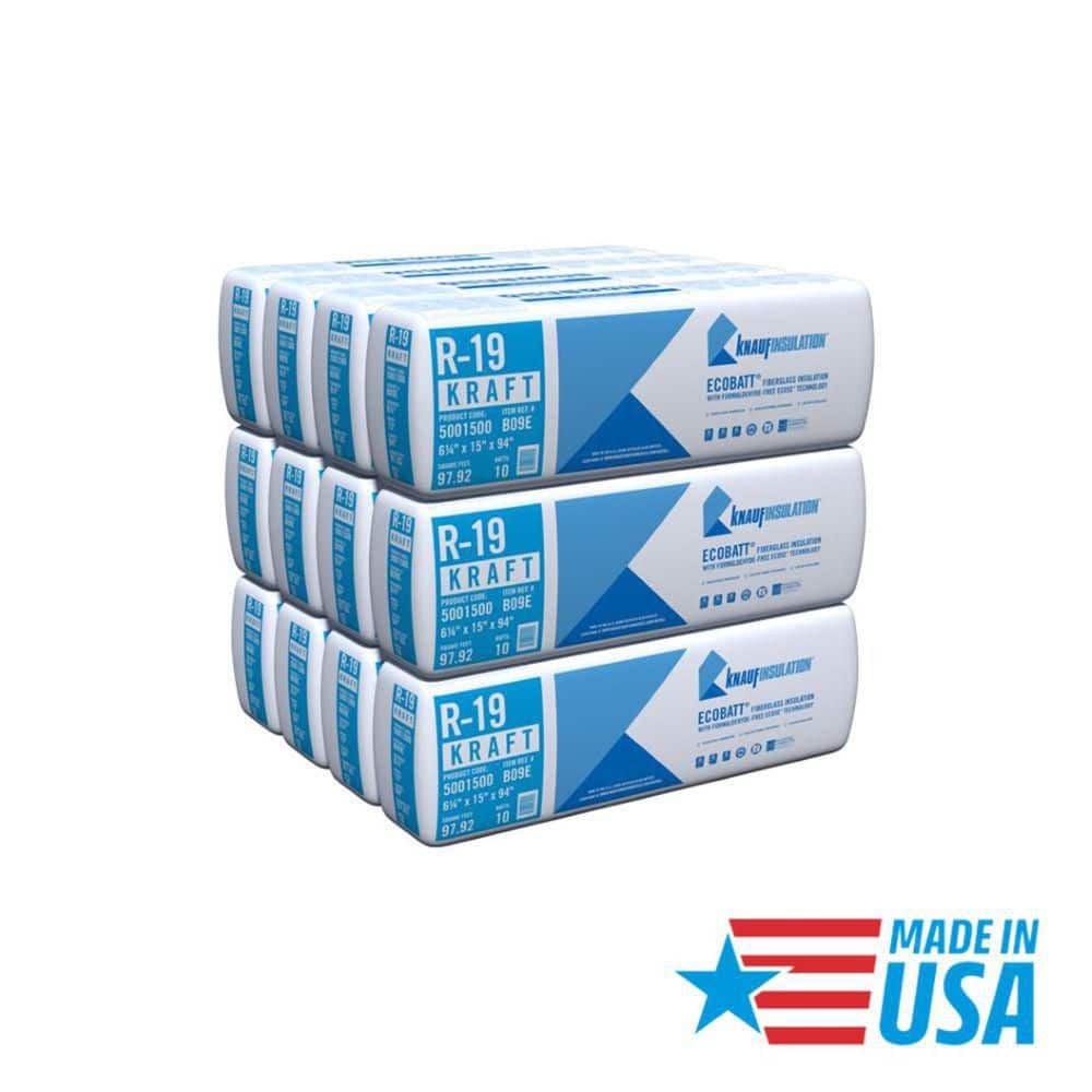 R19 Kraft Faced 15 in. x 94 in. Precut Fiberglass Insulation Batts, Floor, 2x6 Wall - Sound-Reducing, USA Made (12-Bags) price history on PriceWatchPro