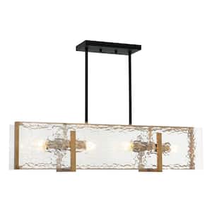 4-Light Gold Chandelier with Glass Shade