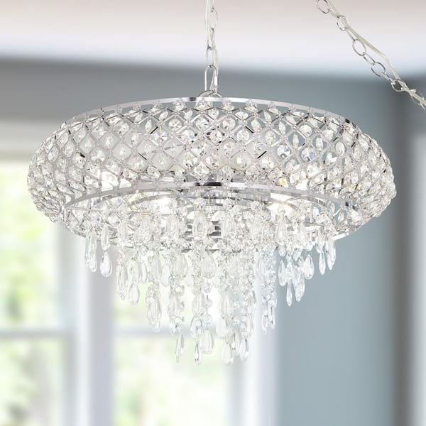 River of Goods 5-Light Chrome Chandelier with Tiered Crystal Glass Shade