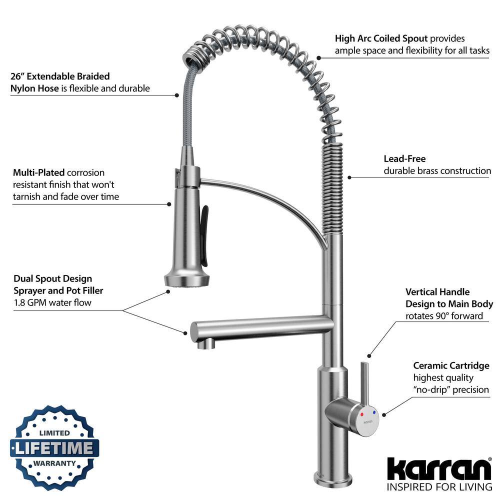 Stainless Steel Pull-Down Kitchen Faucet with Pot Filler