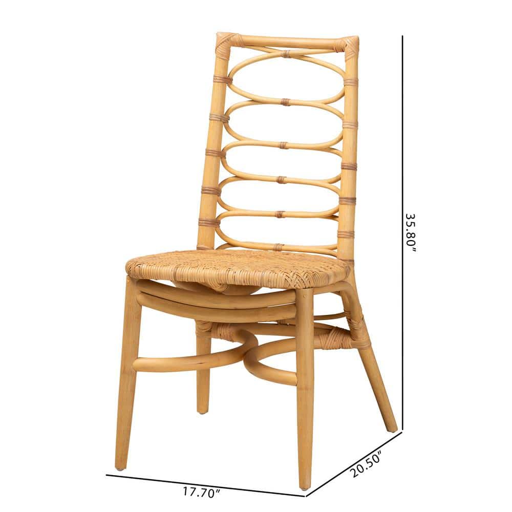 Lisbon Natural Brown Rattan Ladderback Dining Chair
