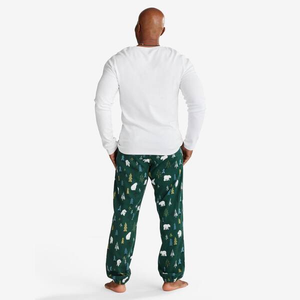 The Company Store Company Cotton Family Flannel Polar Bear Forest Men's  Henley Medium Forest Green Pajamas Set 60016 - The Home Depot