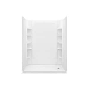 STORE+ 60 in. L x 32 in. W x 32 in. H 4-Piece Alcove Shower Kit with Direct-to-stud Shower Wall and Shower Pan in White