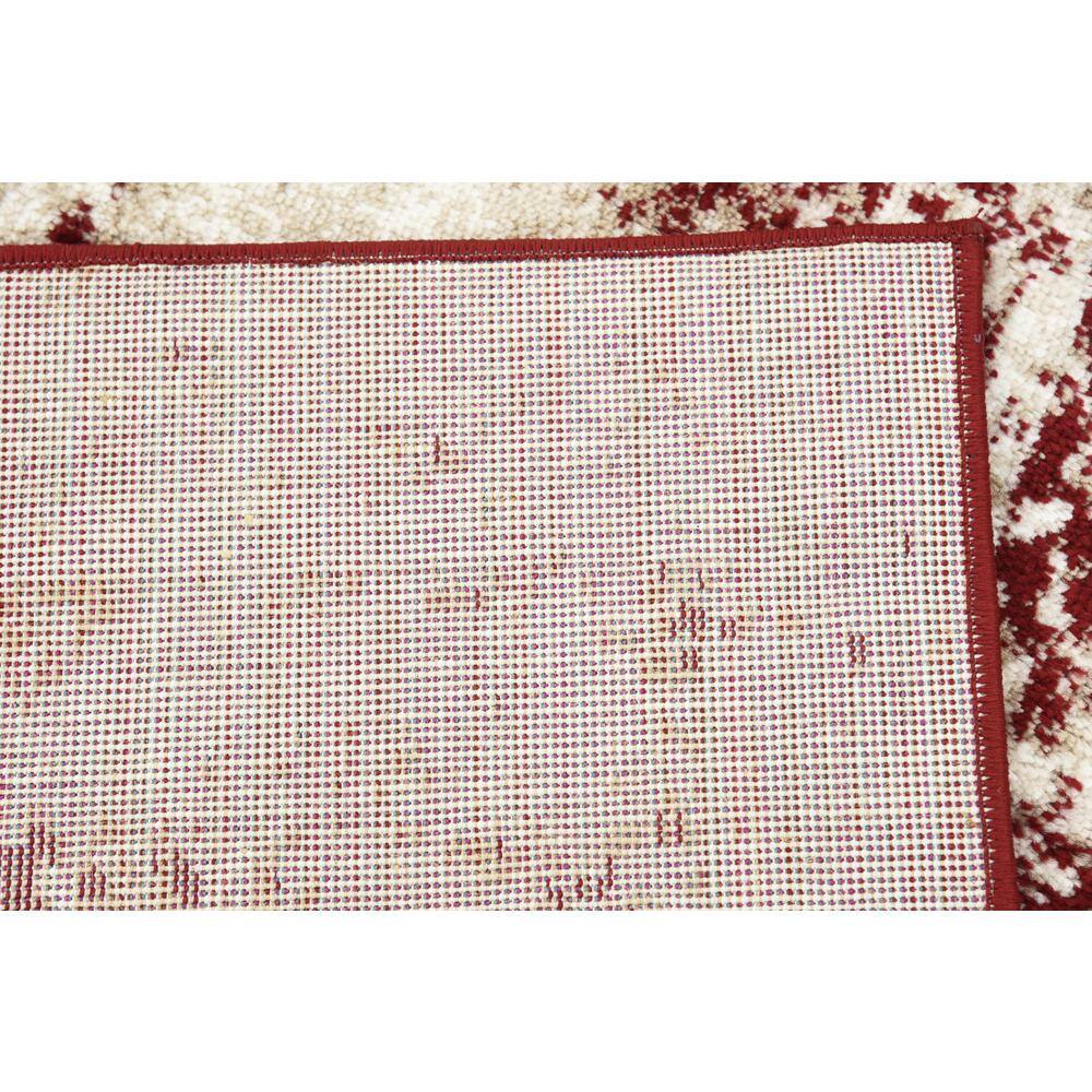 Burgundy and Tan Low Pile Synthetic Area Rug