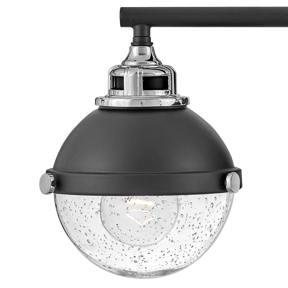 Fletcher Black/Chrome 3-Light Seedy Glass Vanity Light