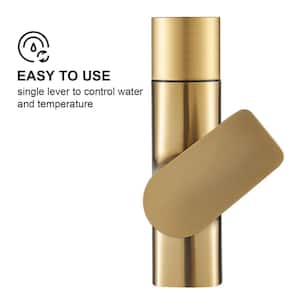 Waterfall Single Handle Single Hole Bathroom Faucet in Brushed Gold