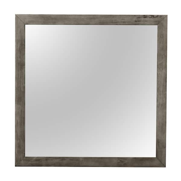 Gray 41 in. W x 41 in. H Art Deco Classic Modern Cottage Farmhouse Rectangle Framed Mirror for Bedroom Living Room