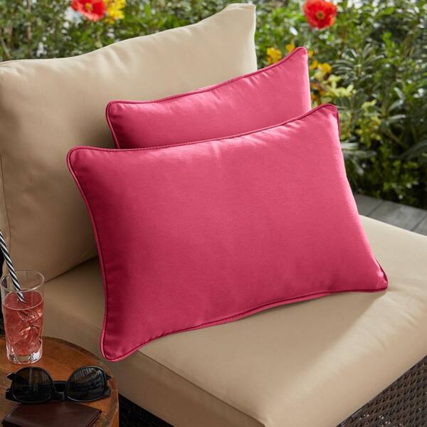 Sorra Home Sunbrella Hot Pink, Hot Pink Lumbar Outdoor Pillows