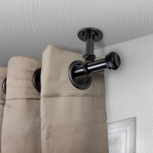 Rosen Ceiling 120 in. - 170 in. Single Curtain Rod in Black with Finial