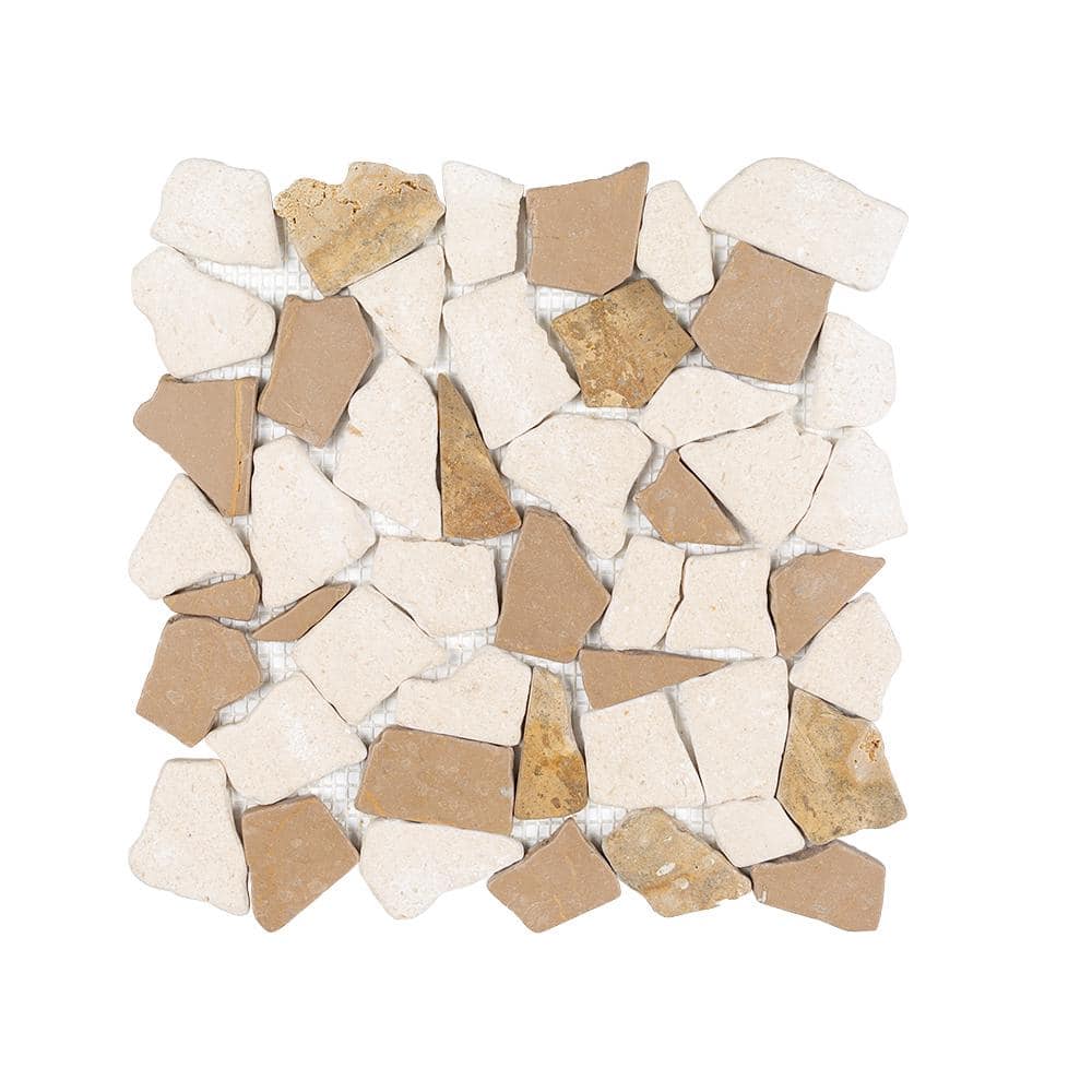Lakeshore Pebble Cream 11.125 in. x 11.125 in. Honed Marble Wall and Floor Mosaic Tile (12.89 sq. ft./Case) price history on PriceWatchPro