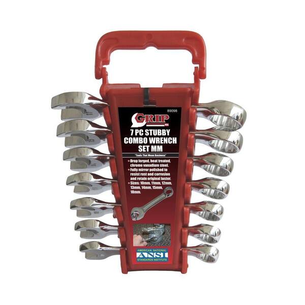Grand Rapids Industrial Products Grip Stubby Combination MM Wrench Set