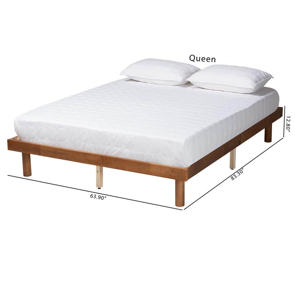 Winston Walnut Brown Wood Queen Platform Bed Frame