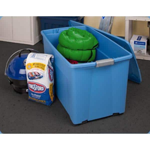 45 Gallon Plastic Storage Boxes Wheeled Latch Tote Large Home organizer Set  of 4