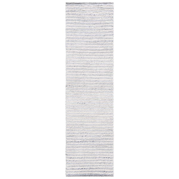 Natura 2 ft. x 7 ft. Ivory/Blue Solid Color Runner Rug