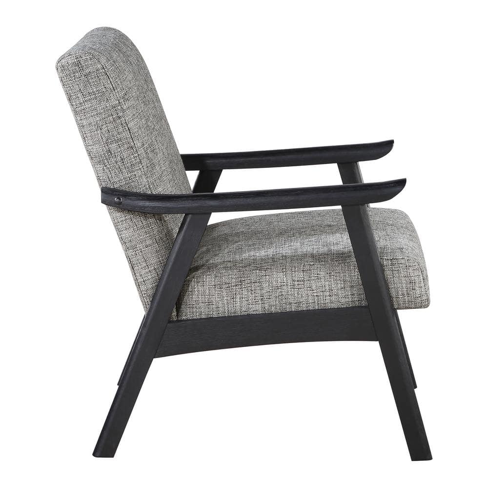Mid-Century Modern Linen Accent Chair with Black Wood Frame