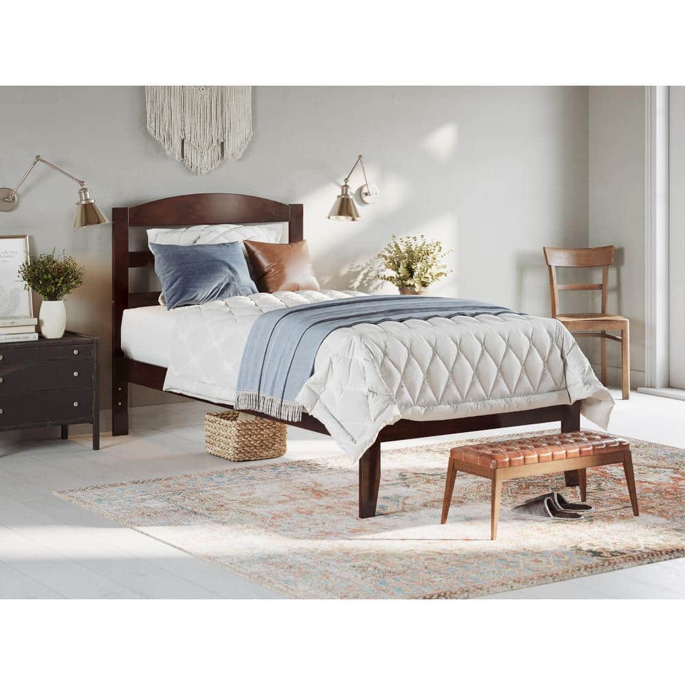 Mission-Style Twin Platform Bed with Walnut Finish