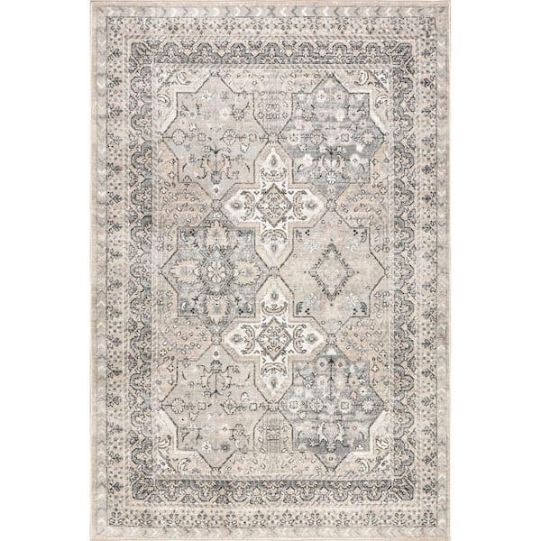 Aliza Medallion Grey 10 ft. x 14 ft. Indoor Area Rug