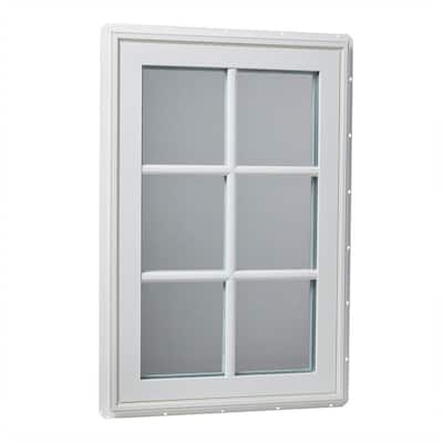 24 in. x 36 in. Left-Hand Vinyl Casement Window with Grids and Screen - White