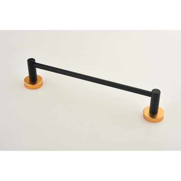 6-Piece Bath Hardware Set with Towel Ring Toilet Paper Holder Towel Hook and Towel Bar in Black Gold