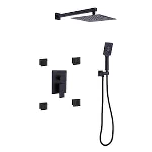 Single Handle 3-Spray Shower Faucet 1.8 GPM with Pressure Balance Wall Mount Shower System with Body Jets in Matte Black