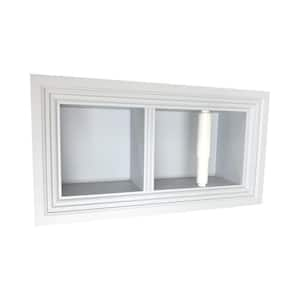 Belvedere Recessed Solid Wood Double Toilet Paper Holder in Primed Gray with Melbourne Frame