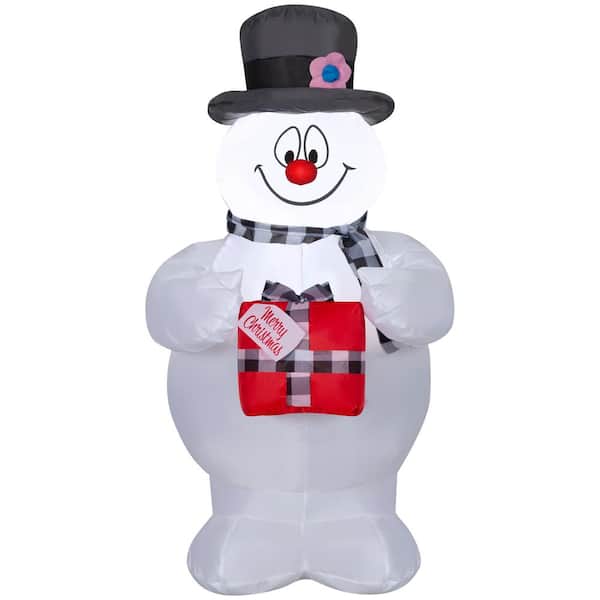 Unbranded 3 ft. Tall x 2 ft. W Christmas Inflatable Airblown-Frosty with Black and White Plaid Scarf-SM-WB