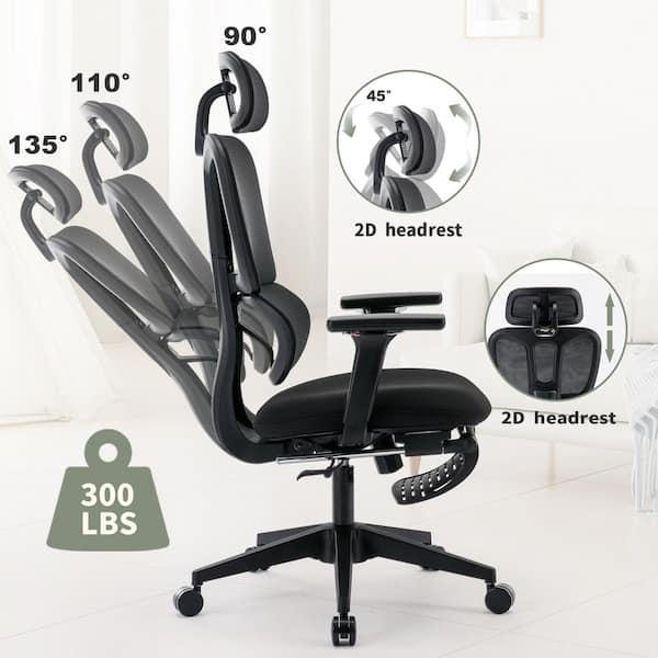 Office Chair, Ergonomic Desk Chair with Seat Slider, 4D Pillow Lumbar  Support Height & Depth Adjustment, Tilt Lock, Adjustable Headrest &  Armrest