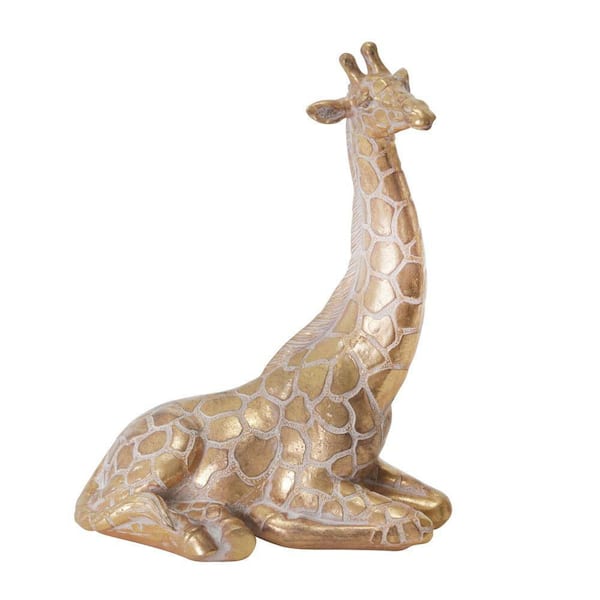 Liv & Skye Gold 8 in. x 10 in. Resin Sitting Giraffe Figurine