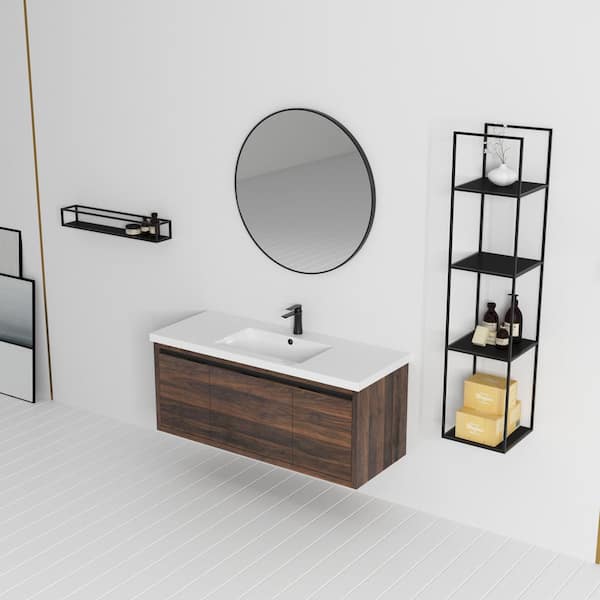 48 in. W x 18-1/8 in. D x 20-1/2 in. H Bath Vanity in Light Brown with White Cultured Marble Top