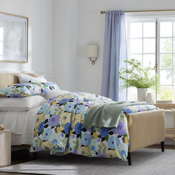 Company Cotton Floral Harmony White Multi Twin/Twin XL Cotton Percale Duvet Cover