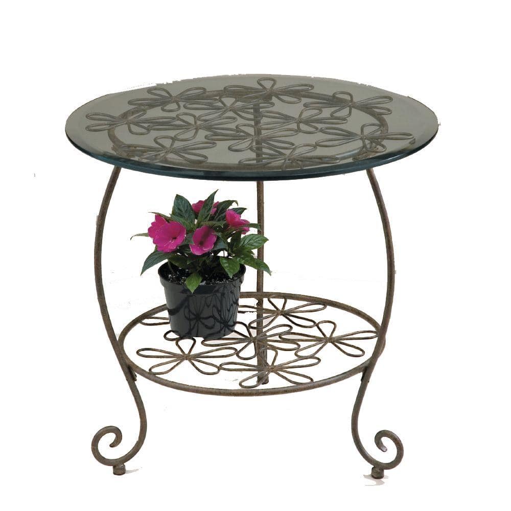 Daisy 22 in. W x 22 in. D x 22 in. H Patina Metal Round Patio Side Table price history on PriceWatchPro