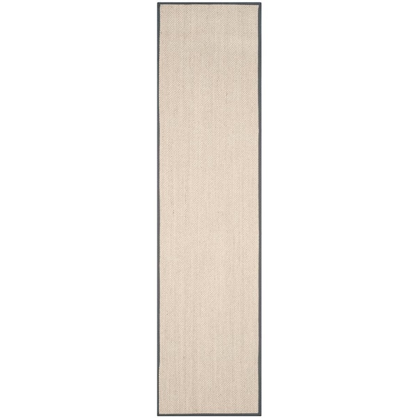 SAFAVIEH Natural Fiber Marble/Dark Gray 3 ft. x 22 ft. Border Runner Rug