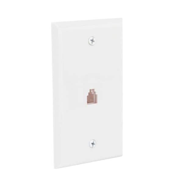 Commercial Electric White 1-Gang Phone Jack Wall Plate (1-Pack)