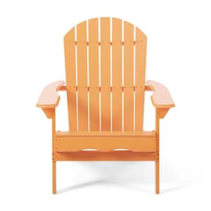 Tangerine Color Traditional Wood Outdoor Patio Adirondack Chair Weather Resistant for Lawn Garden Set of 1