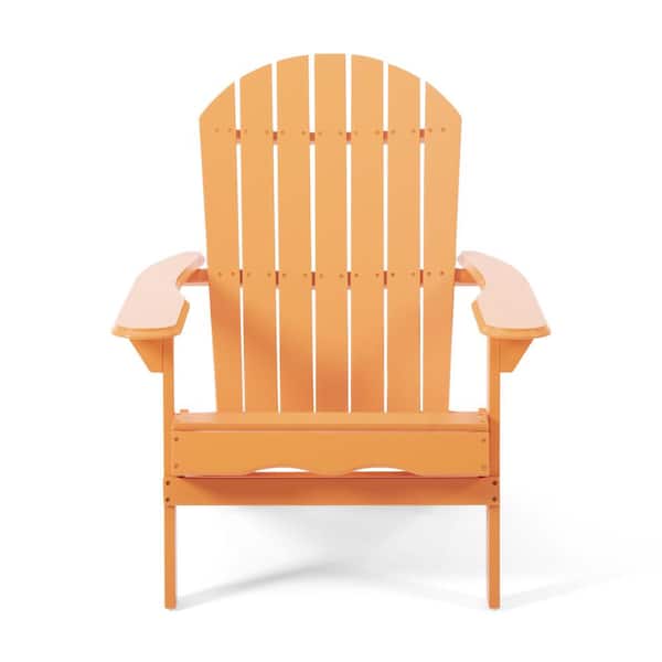 Unbranded Tangerine Color Traditional Wood Outdoor Patio Adirondack Chair Weather Resistant for Lawn Garden Set of 1