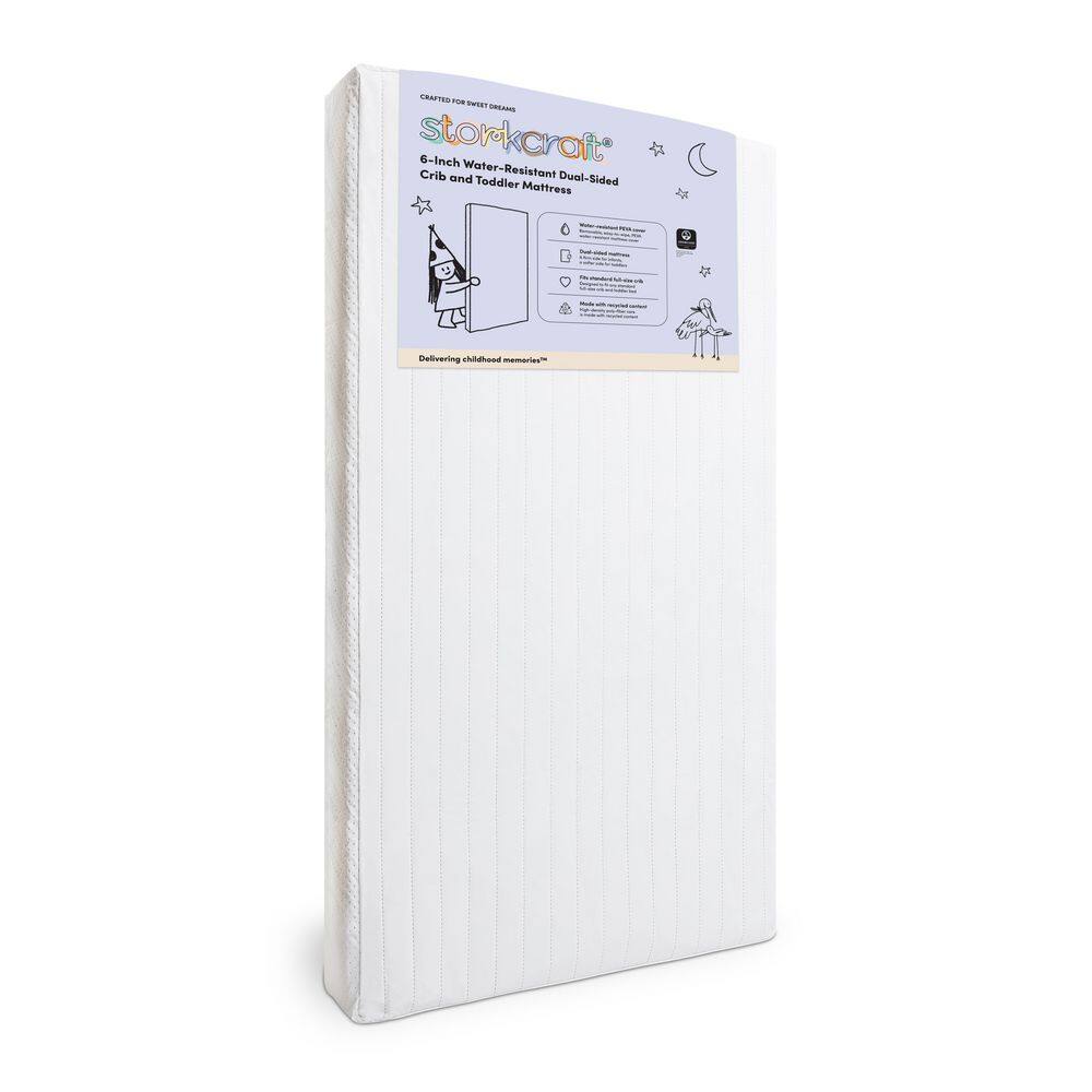 6-Inch Water-Resistant Grow-with-Me Dual-Sided Baby Crib and Toddler Bed Mattress