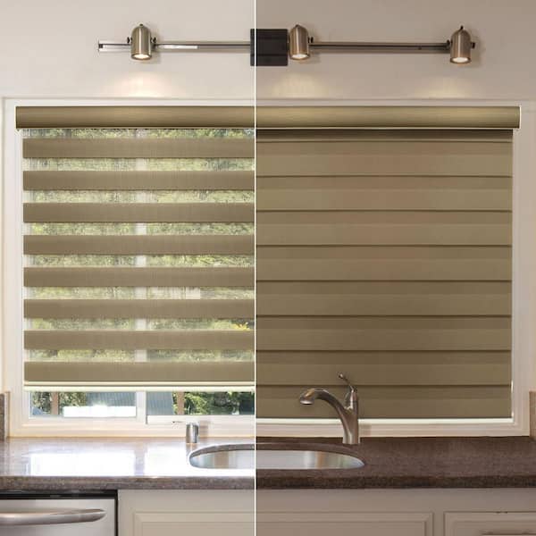 Basic mocha Window Roll Zebra Blind Vertical Curtain horizontal treatment H 47" 