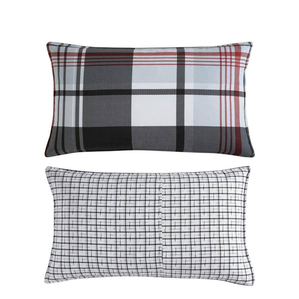 Twin Black Plaid Reversible Down Alternative Comforter Set