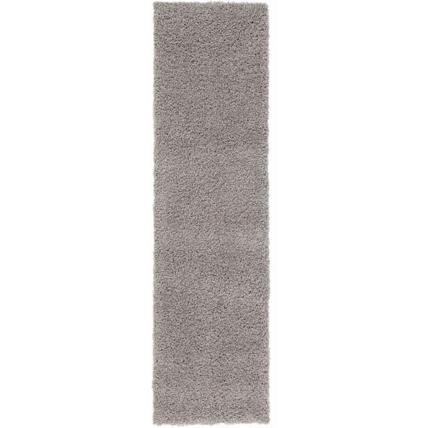 Unbranded Shaggy Gray 2 ft. x 7 ft. Runner Rug