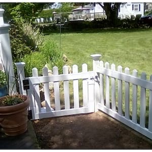 3-1/2 ft. x 2-5/8 ft. Newport Vinyl Picket Fence Gate with Stainless Steel Hardware