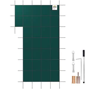 Inground Pool Safety Cover 18 ft. x 34 ft. Rectangular Winter Pool Cover with Left Step Triple Stitched High Strength