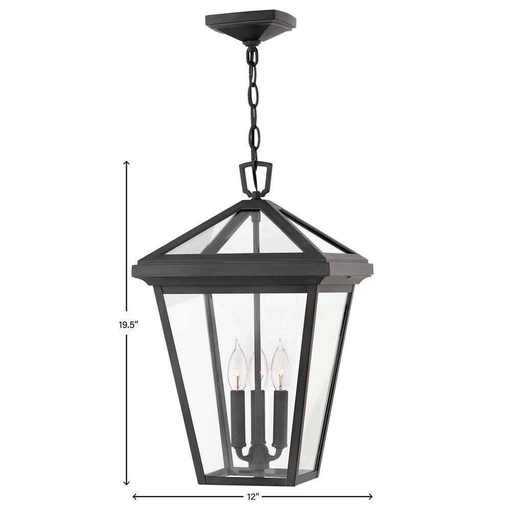 Museum Black 3-Light Outdoor Hanging Lantern with Clear Glass