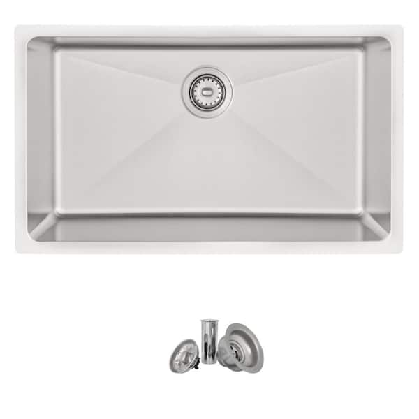 Dual-Mount 31 in. Stainless Steel Single Bowl 16-Gauge Kitchen Sink with Strainer
