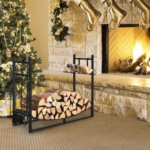 36 in. Fireplace Log Rack W/4 Tool Set Kindling Holders For Indoor Outdoor