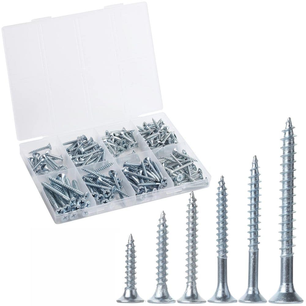 6-Sizes 152-Piece Phillips Tips Wood Screws Assortment Kit, Silver (2 in. 1-1/2 in. 1-1/4 in. 1 in. 3/4 in. 1/2 in.) price history on PriceWatchPro
