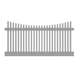 Yukon Scallop 4 ft. x 8 ft. Gray Classic Picket Fence Panel Kit