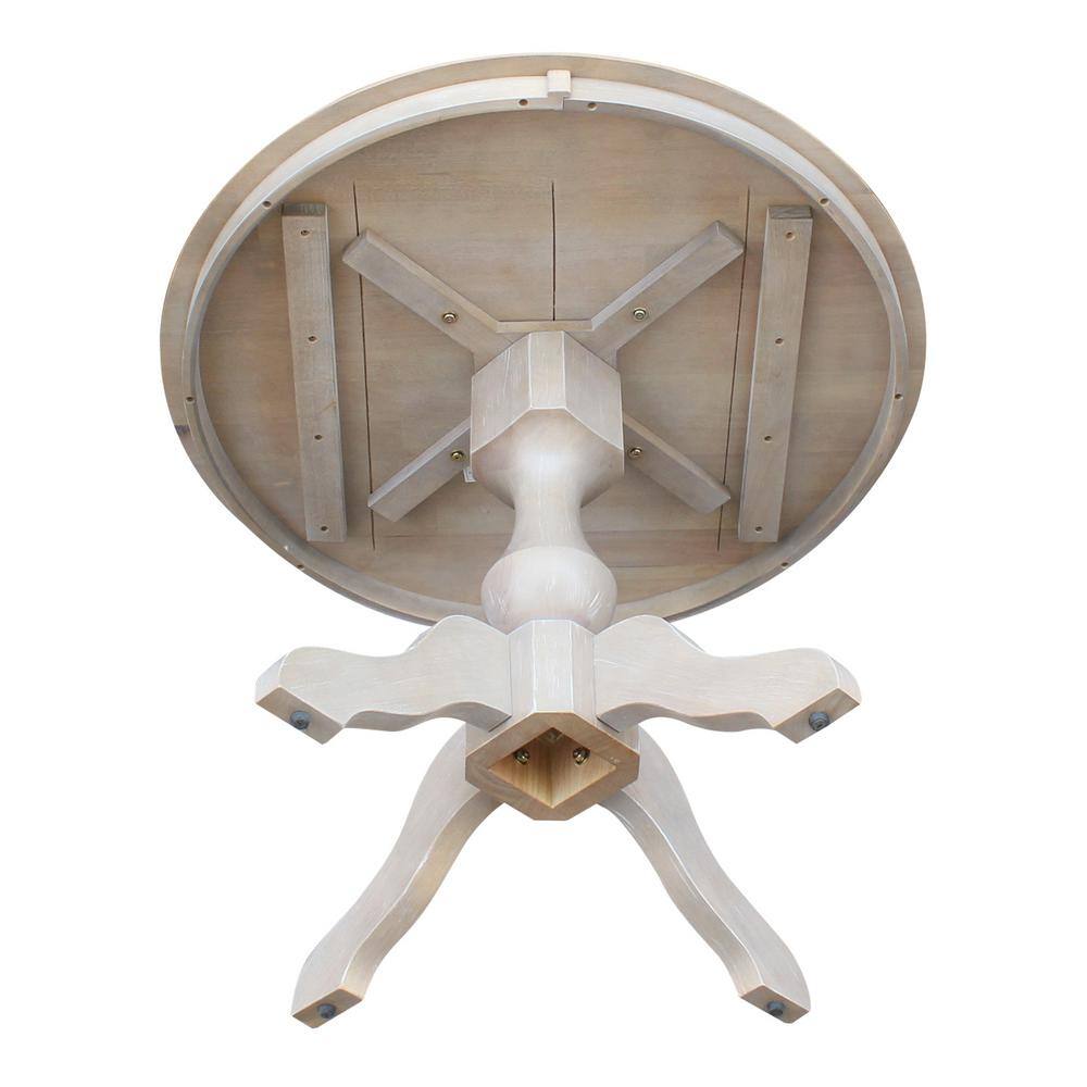 Elegant 38" Solid Wood Round Pedestal Dining Table in Washed Gray