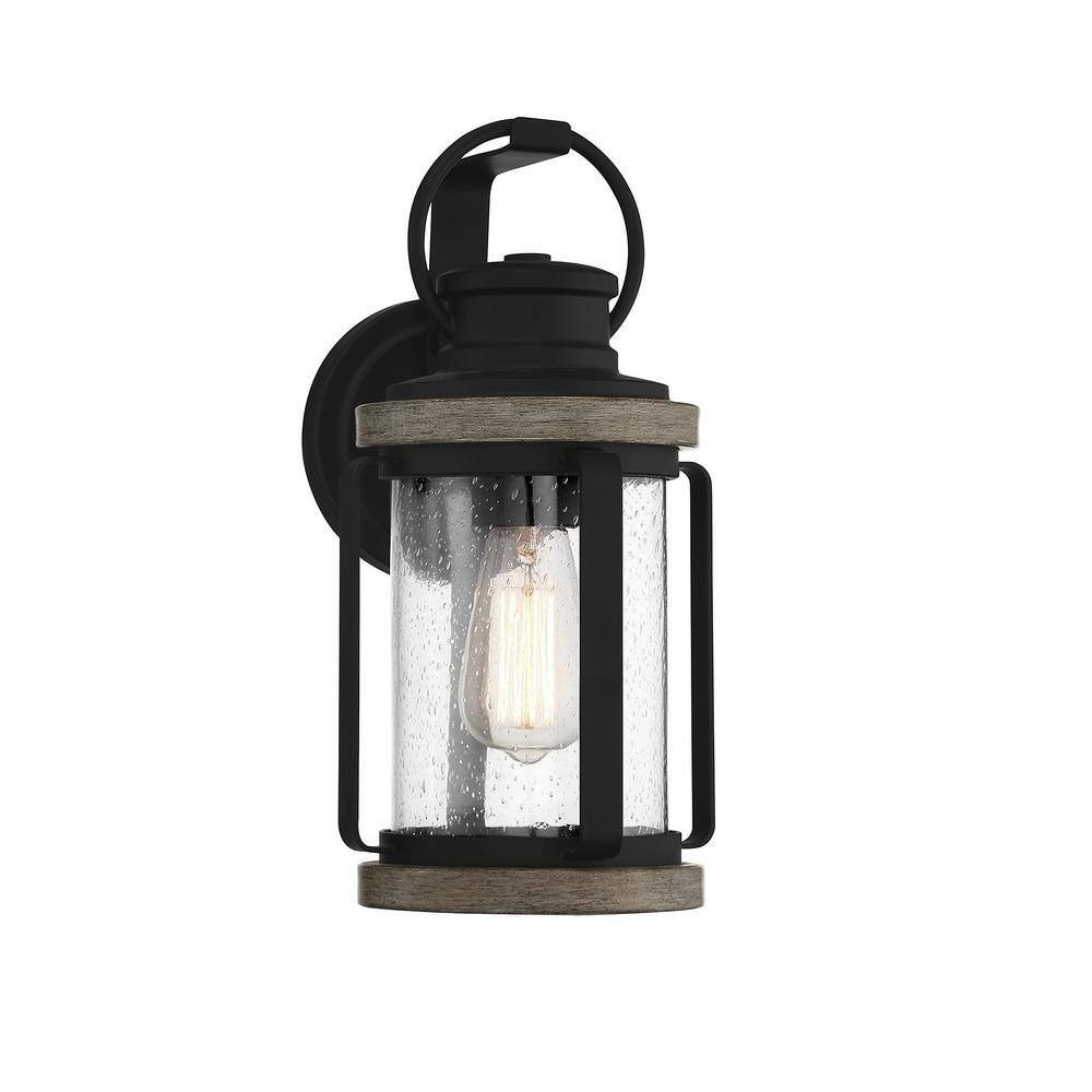 Black Cylinder Lodge Finish Outdoor Wall Sconce